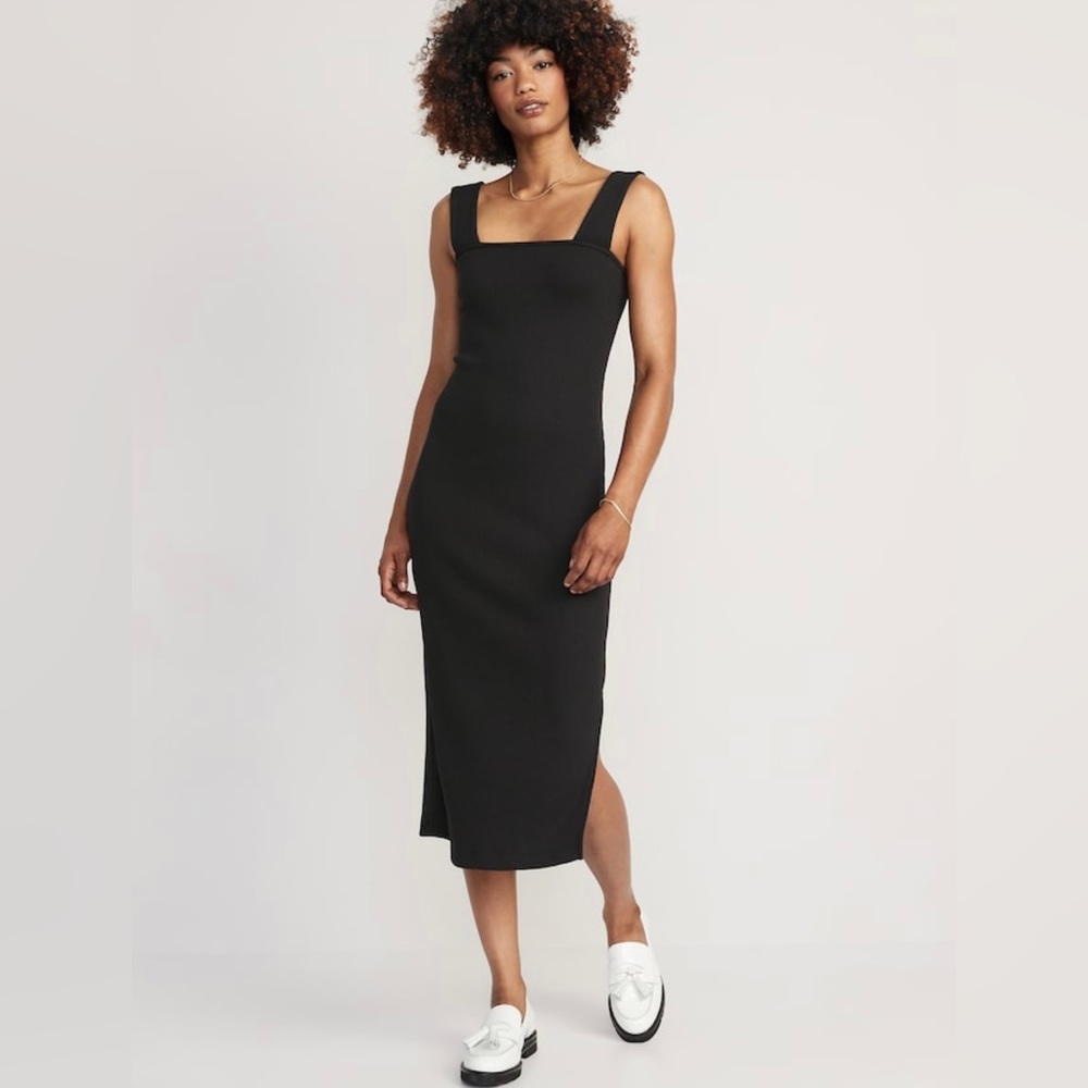 Fitted Sleeveless Rib-Knit Midi Dress for Women